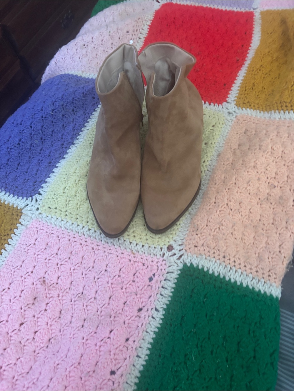 bp Tan Suede Ankle Booties with Pointed Toe
